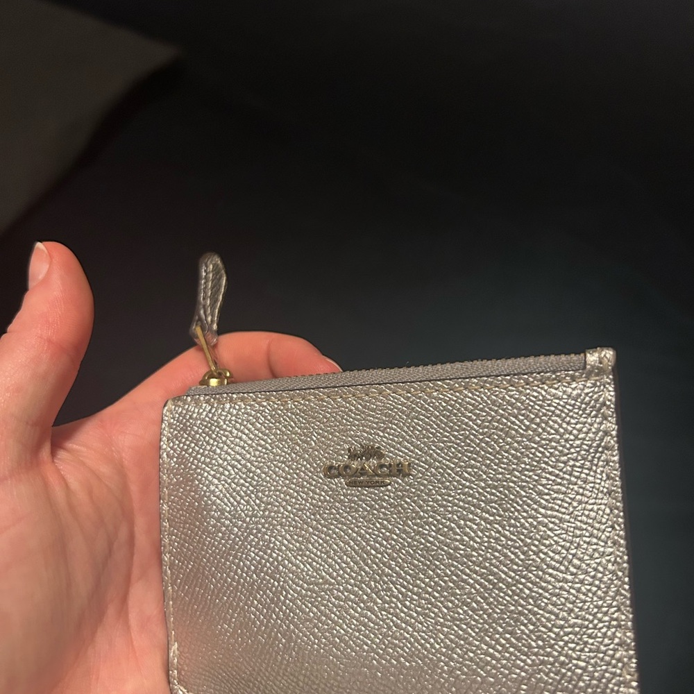 Coach Silver Leather Card Holder